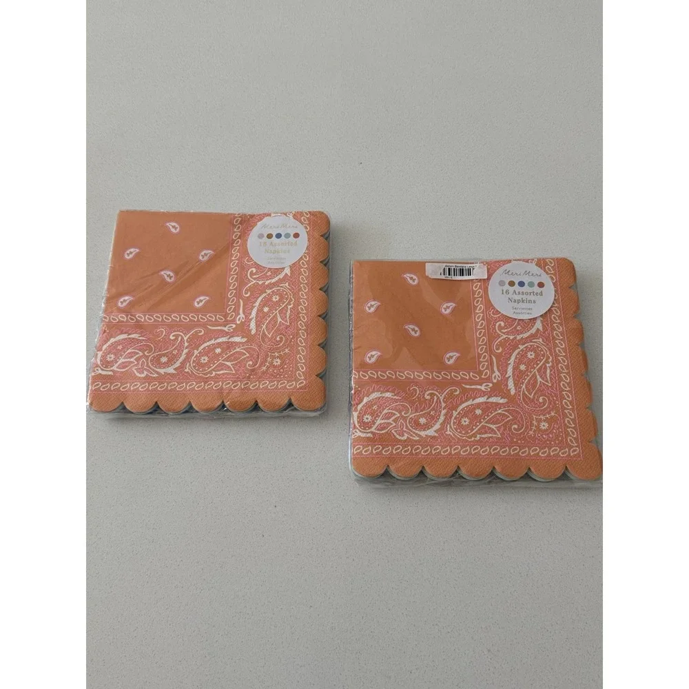 Meri Meri Western Multicolor Bandana‎ Paper Napkins Scalloped 2 Packs Of 16 New